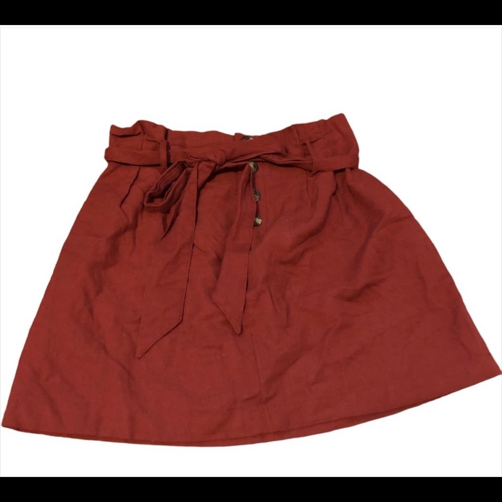 American eagle womens brick red button down skirt with tie
